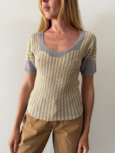 30s Lavender and Yellow Striped Cotton Knit Shirt
