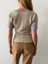 30s Lavender and Yellow Striped Cotton Knit Shirt