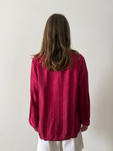 40s/50s Burgundy Rayon Pajama Shirt