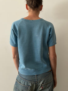 60s Blue Faded Short Sleeve Sweatshirt tee
