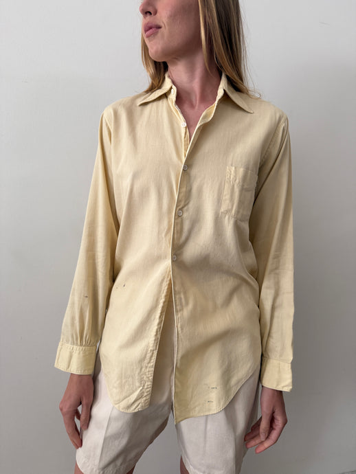 30s/40s Pale Yellow Woven Mens Shirt