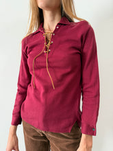 60s Lace Up Long Sleeve Shirt