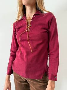 60s Lace Up Long Sleeve Shirt