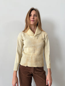 1920s Shawl Neck Wool Sweater