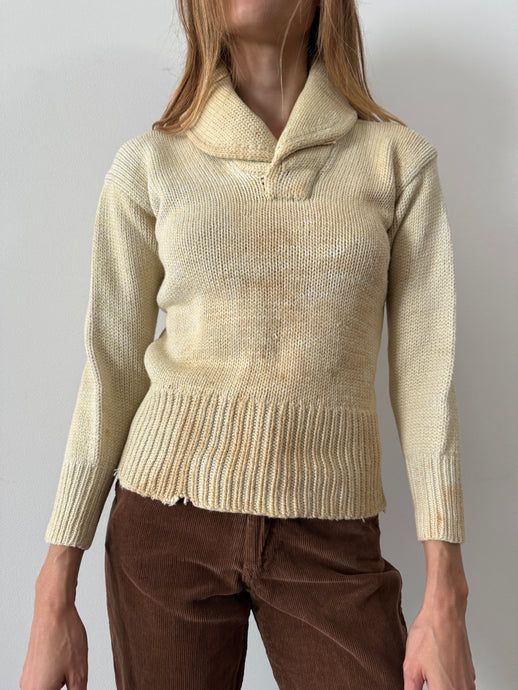 1920s Shawl Neck Wool Sweater