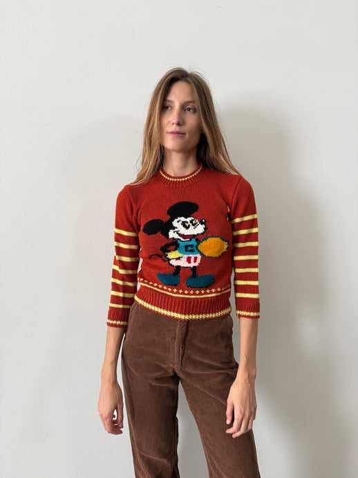 Hand Knit Mickey Mouse Sweater