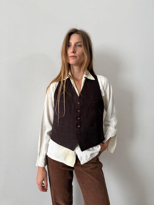 Antique Japanese Brown Wool Vest