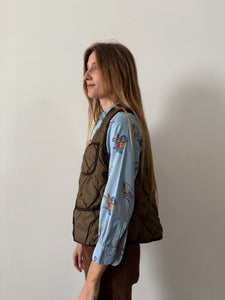 Brown Quilted Work Vest
