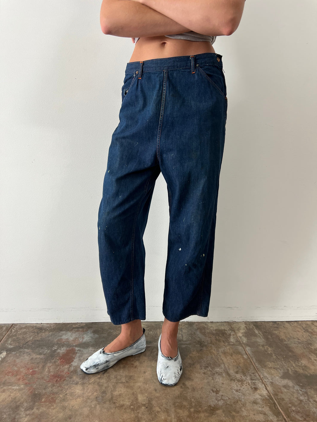 1950s Side Zip Dungarees 30w