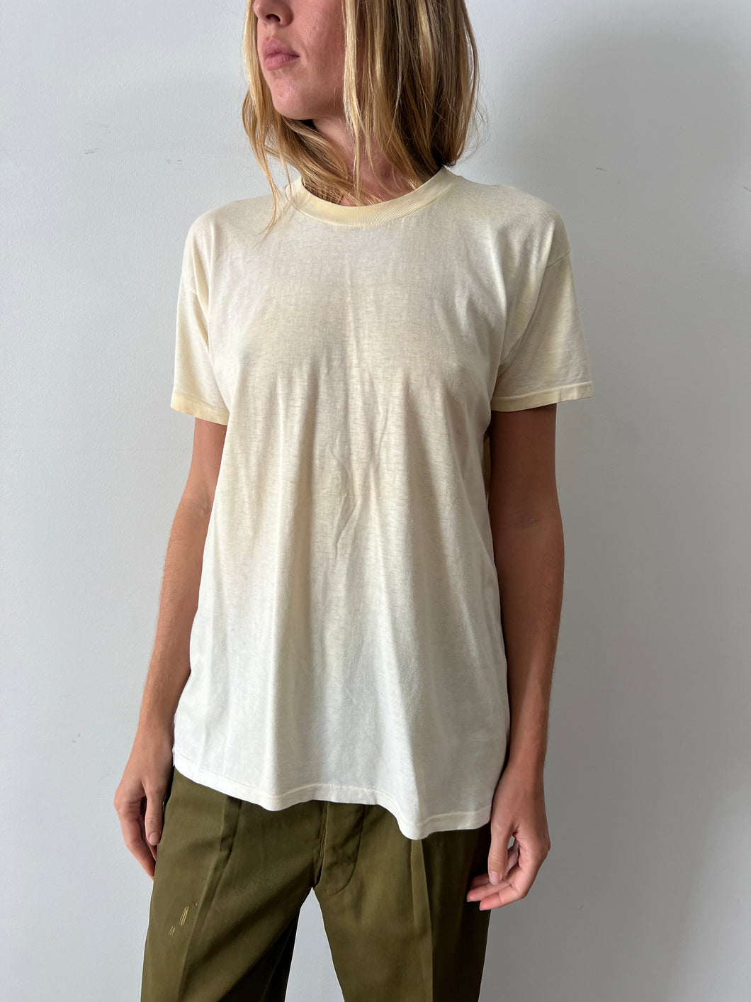 70s Off White Cotton Jockey tee