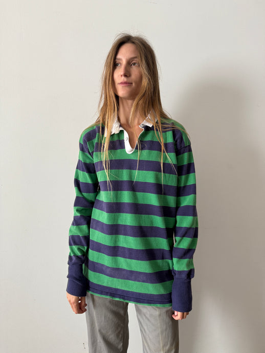 60s/70s Green & Navy Rugby Shirt