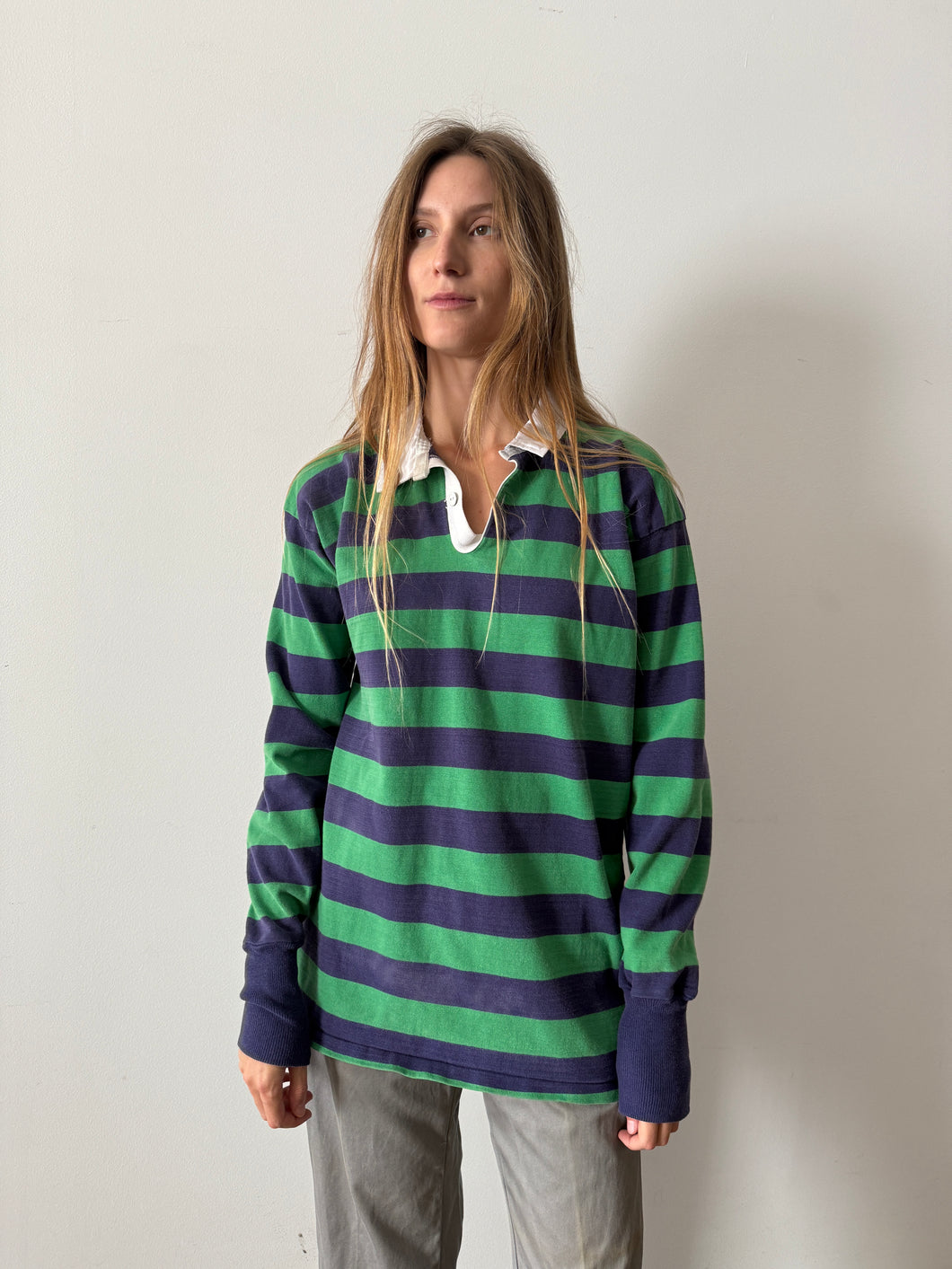 60s/70s Green & Navy Rugby Shirt