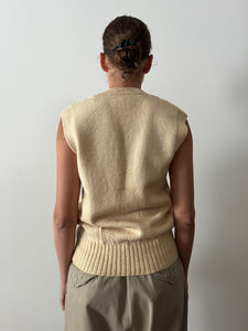 40s Cream Wool Pullover Sweater Vest