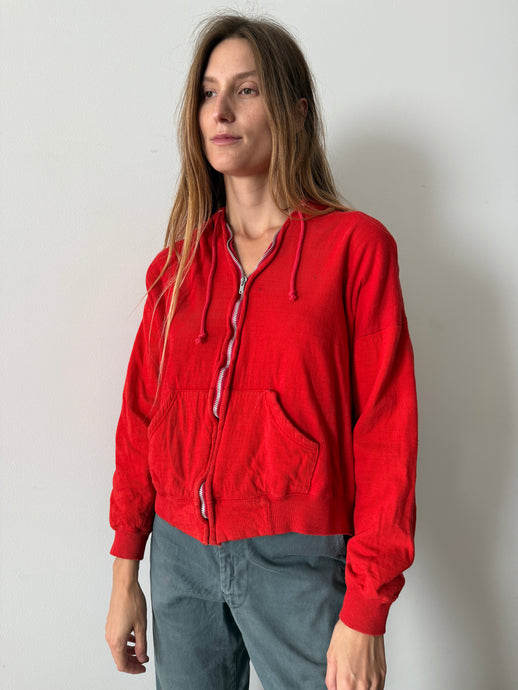 Soft Lined Red Zip-Up Hoodie