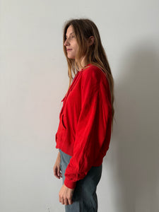 Soft Lined Red Zip-Up Hoodie