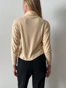 60s/70s Tan Ribbed Cotton Long Sleeve Turtleneck tee
