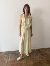 Pistachio Silk Dress with Little Roses