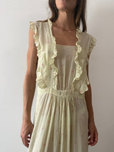 Pistachio Silk Dress with Little Roses