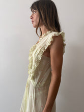 Pistachio Silk Dress with Little Roses