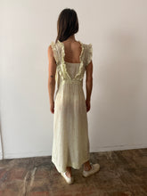 Pistachio Silk Dress with Little Roses