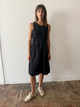40s Black Polished Cotton French Apron Dress