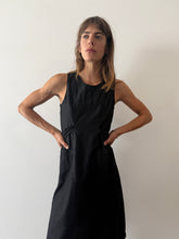 40s Black Polished Cotton French Apron Dress