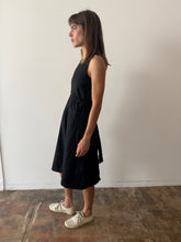 40s Black Polished Cotton French Apron Dress