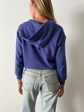 70s Waffle-Lined Faded Blue Zip-Up Hoodie