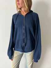 Big Boxy Navy Blue Zip-Up Hoodie