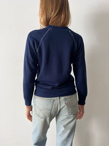 soft Ribbed Navy Blue Raglan Sweatshirt