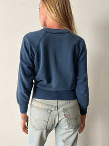 60s Thick & Soft Navy Cotton Sweatshirt