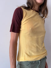40s Soft Fuzzy Yellow Shoulder Zip Tee