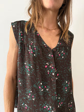 40s Brown Floral Smock Shirt