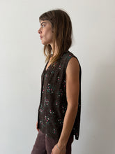 40s Brown Floral Smock Shirt