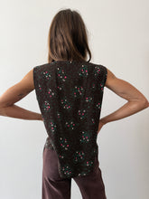 40s Brown Floral Smock Shirt