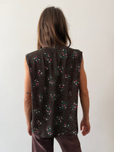40s Brown Floral Smock Shirt