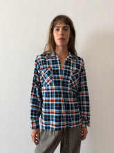 40s Blue Cotton Printed Flannel Shirt