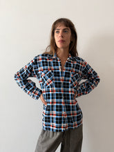 40s Blue Cotton Printed Flannel Shirt