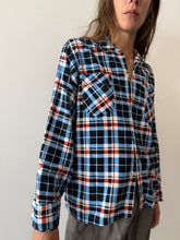 40s Blue Cotton Printed Flannel Shirt
