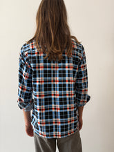 40s Blue Cotton Printed Flannel Shirt
