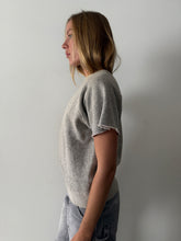 60s Cut Off Heather Grey Short Sleeve Sweatshirt
