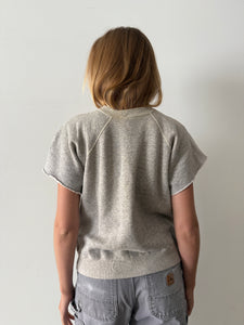 60s Cut Off Heather Grey Short Sleeve Sweatshirt