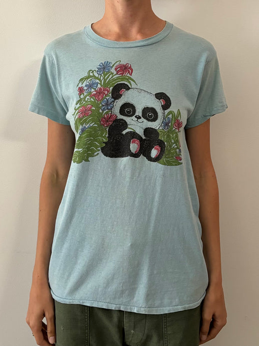 70s Panda in the Flowers tee