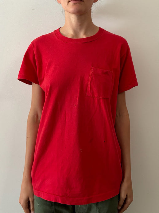 70s Red Pocket tee