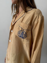 50s/60s Silk Brocade Pajama Shirt