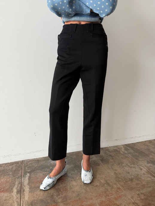 40s Black Wool Whipcord Riding Pants 27w
