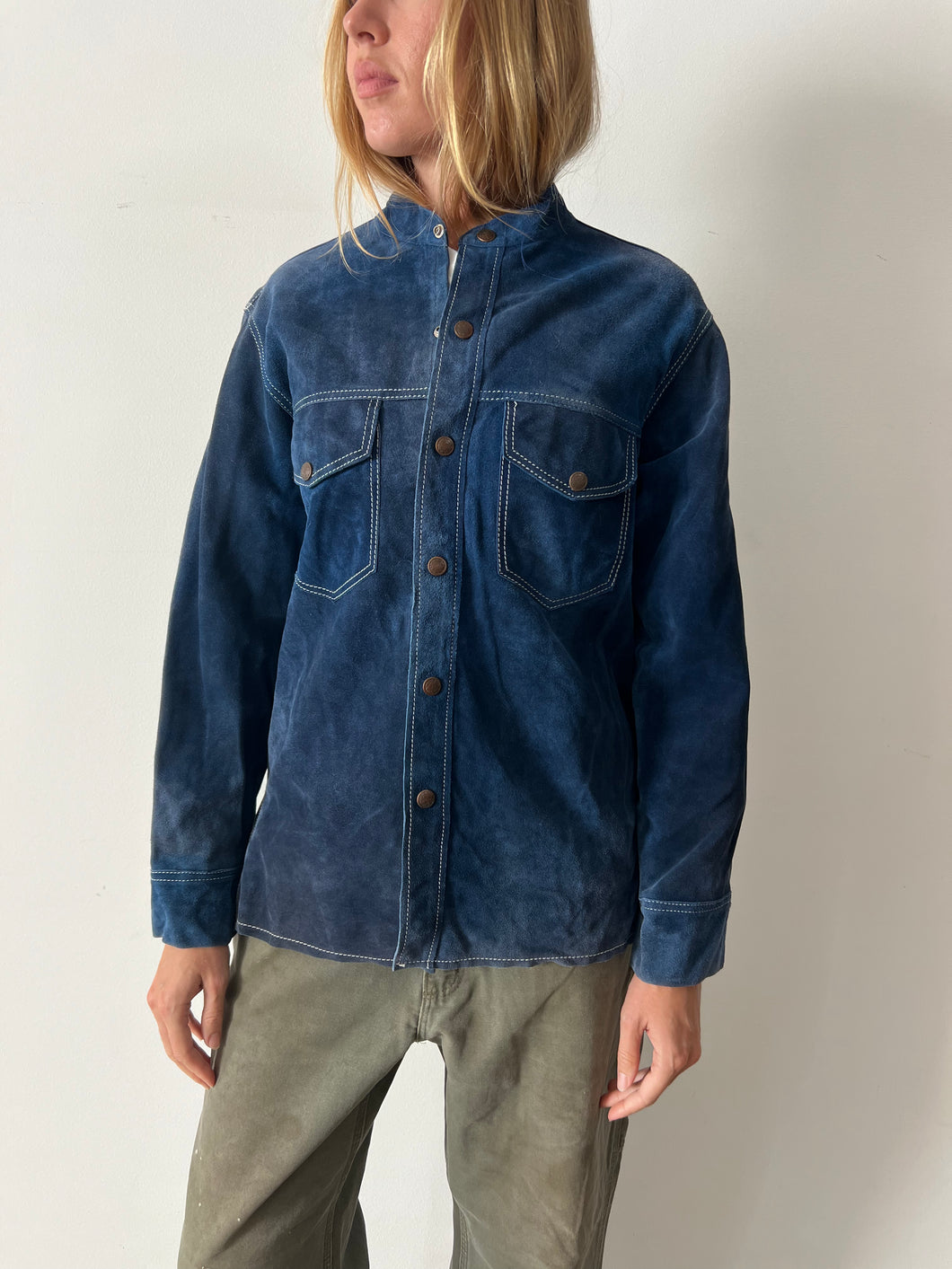 Blue Suede Shirt Jacket