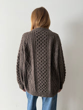 Wool Cable Knit Grampa Cardigan