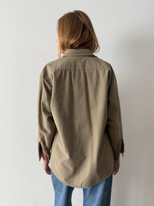 Thick Cotton Flannel Olive Work Shirt