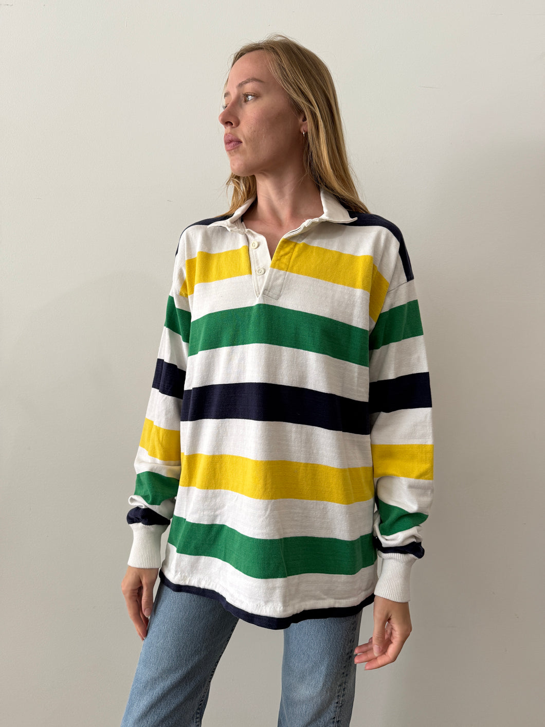 Yellow & Green Striped Rugby Jersey